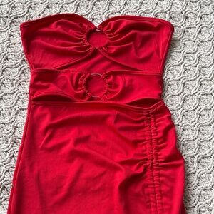 Elegant Red Strapless Dress